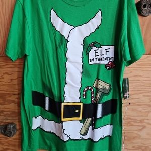Mens Funny Elf Christmas T-Shirt size large